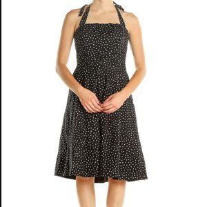 White House Black Market Black & White Polka Dot Halter/Strapless Dress Size 2